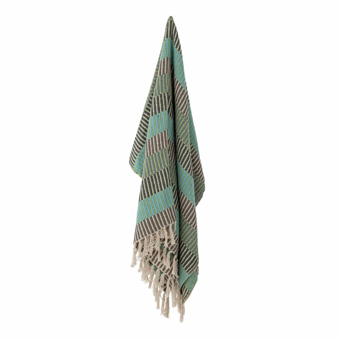 Block Stripe Throw Turquoise, Recycled Cotton