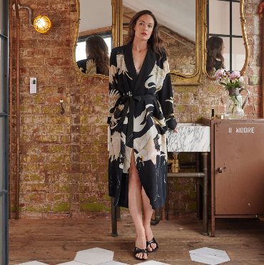 Stork Black Crepe Gown
