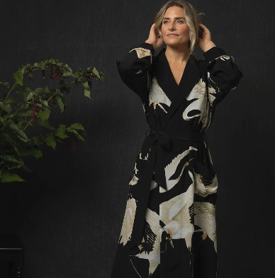 Stork Black Crepe Gown