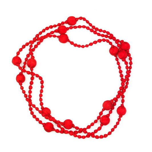 Fairtrade silk wooden bead necklace in red