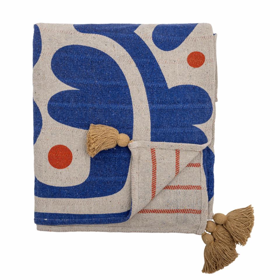Blue Abstract Throw, Recycled Cotton