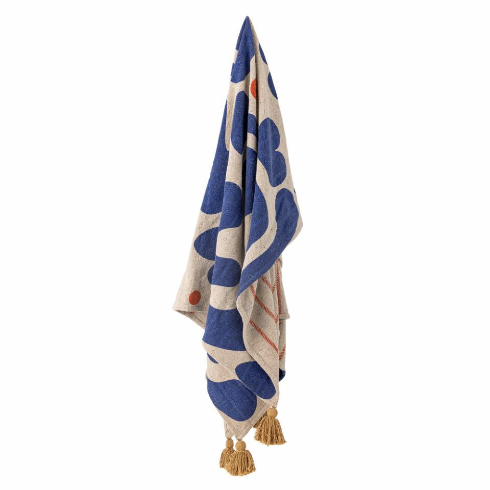 Blue Abstract Throw, Recycled Cotton
