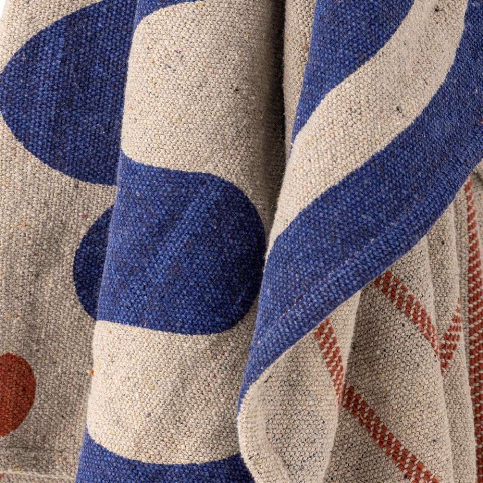 Blue Abstract Throw, Recycled Cotton