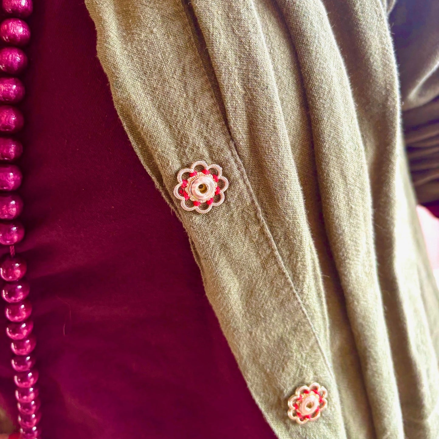 Irish Linen Shirt with Snaps, Khaki
