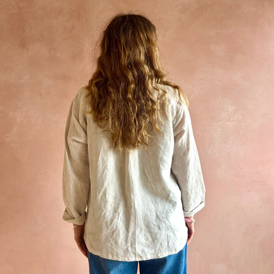 Irish Linen Shacket, Beige