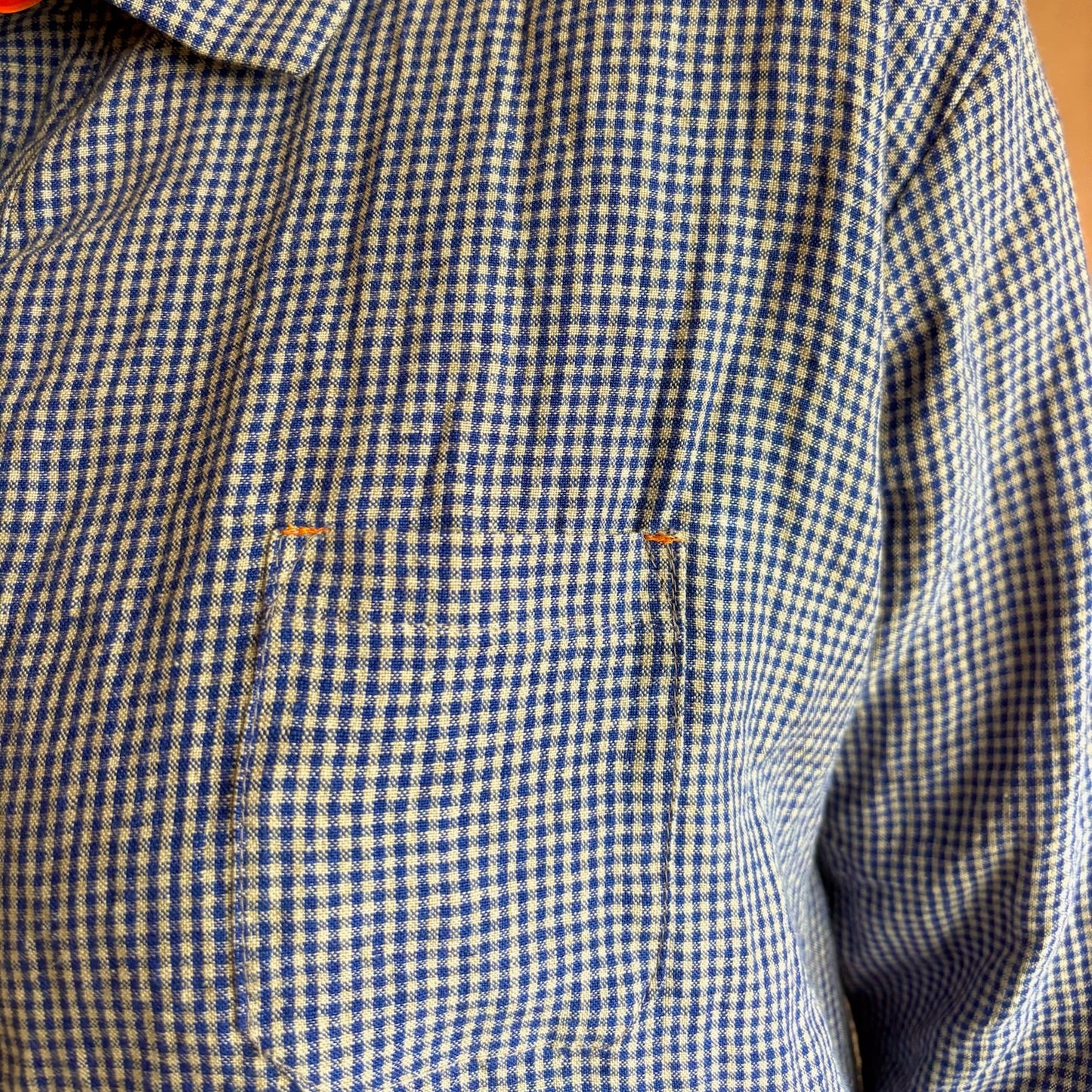 Irish Linen Barndance Shirt, Blue, with pocket detail