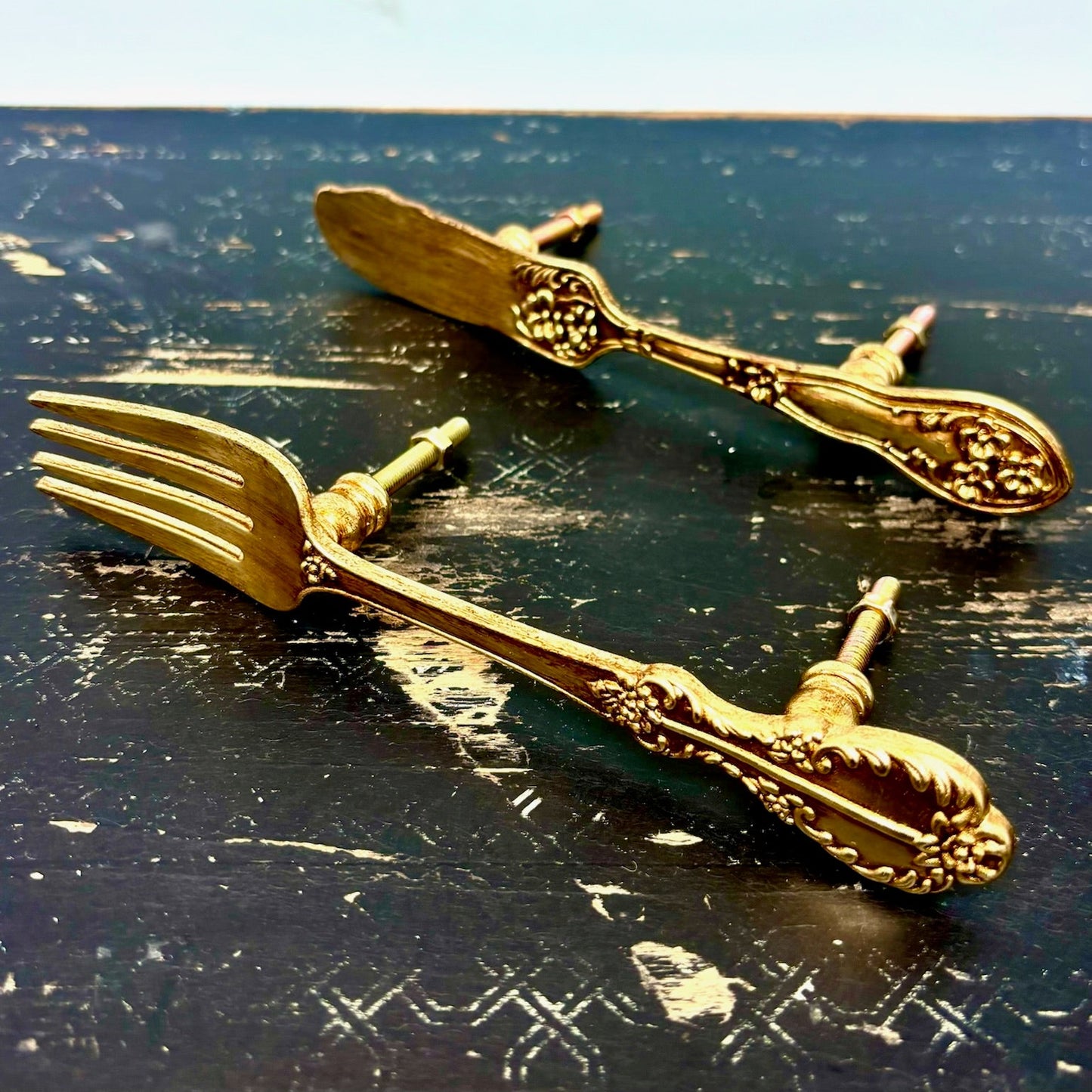 Knife and Fork Drawer or Cupboard Handle Set