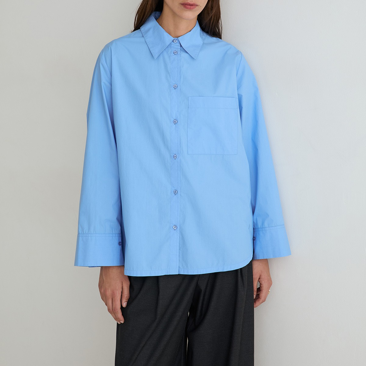 Women’s Oversized Poplin Shirt - Blue