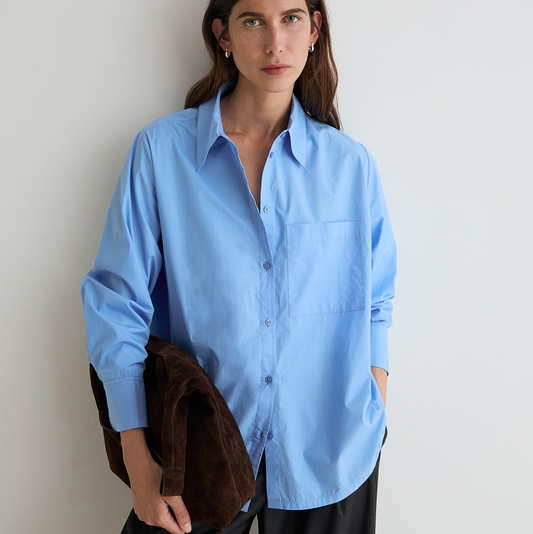Women’s Oversized Poplin Shirt - Blue