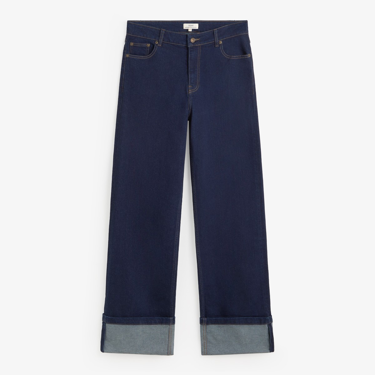 Women’s Wide Leg Jeans with Turned Up Cuffs, Organic Cotton
