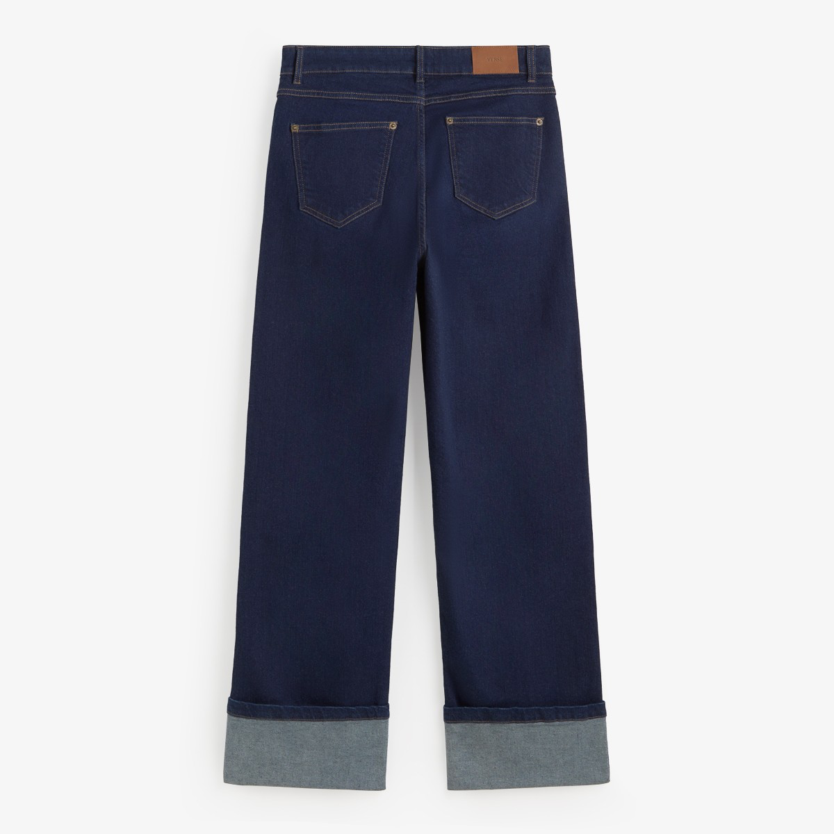 Women’s Wide Leg Jeans with Turned Up Cuffs, Organic Cotton
