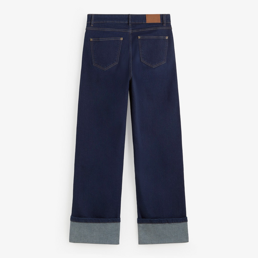 Women’s Wide Leg Jeans with Turned Up Cuffs, Organic Cotton