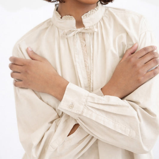 Women’s Organic Cotton Poplin Blouse in Pale Blush