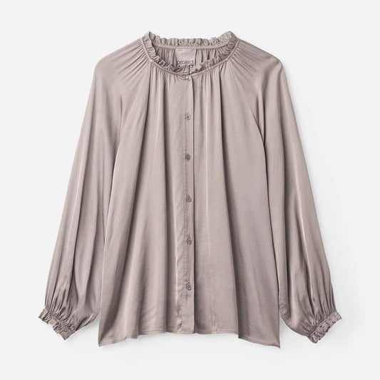 Women’s Gather Neck Shirt, in Silver Rose