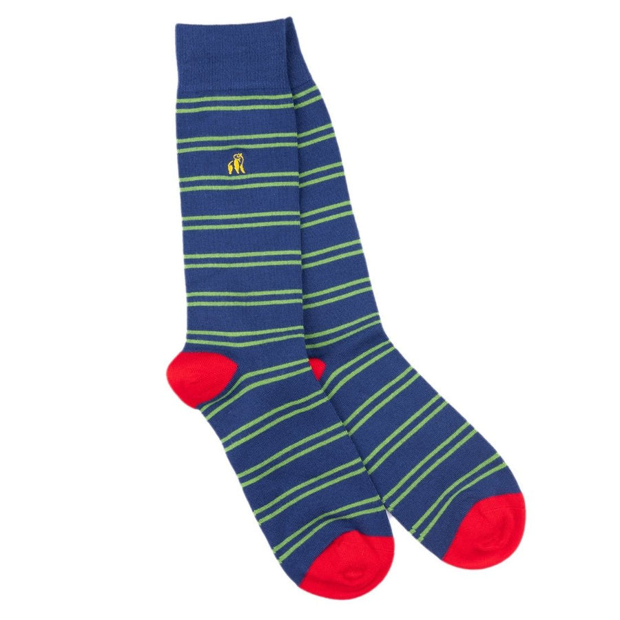 Men's Bamboo Socks Teal Stripe