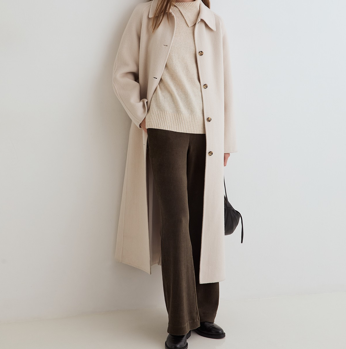 Wide-Leg Corduroy Trousers, Khaki