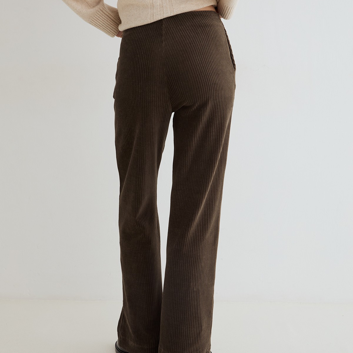 Wide-Leg Corduroy Trousers, Khaki
