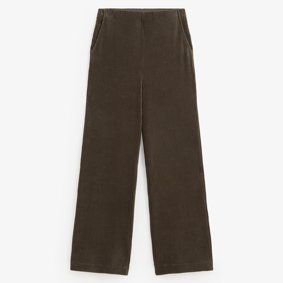 Wide-Leg Corduroy Trousers, Khaki