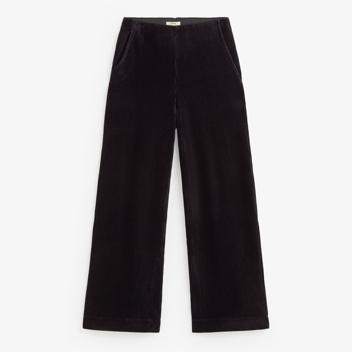 Wide-Leg Corduroy Trousers, Black