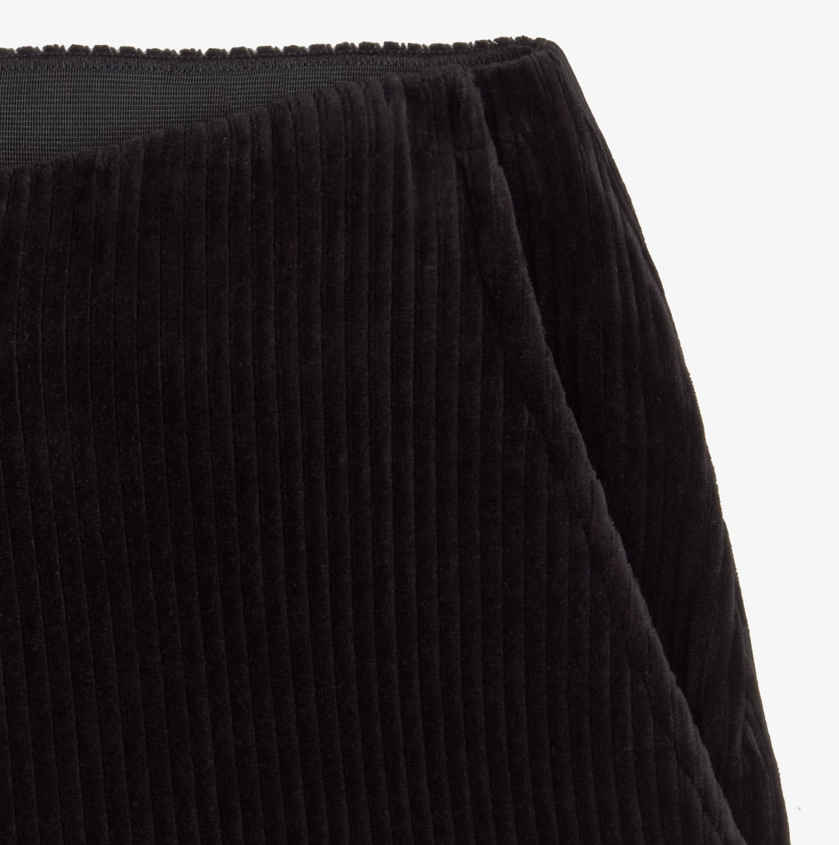 Wide-Leg Corduroy Trousers, Black