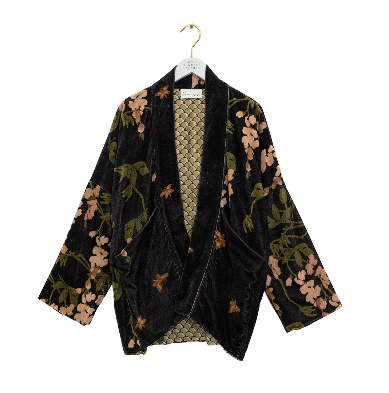 Wisteria Black Velvet Pocket Jacket
