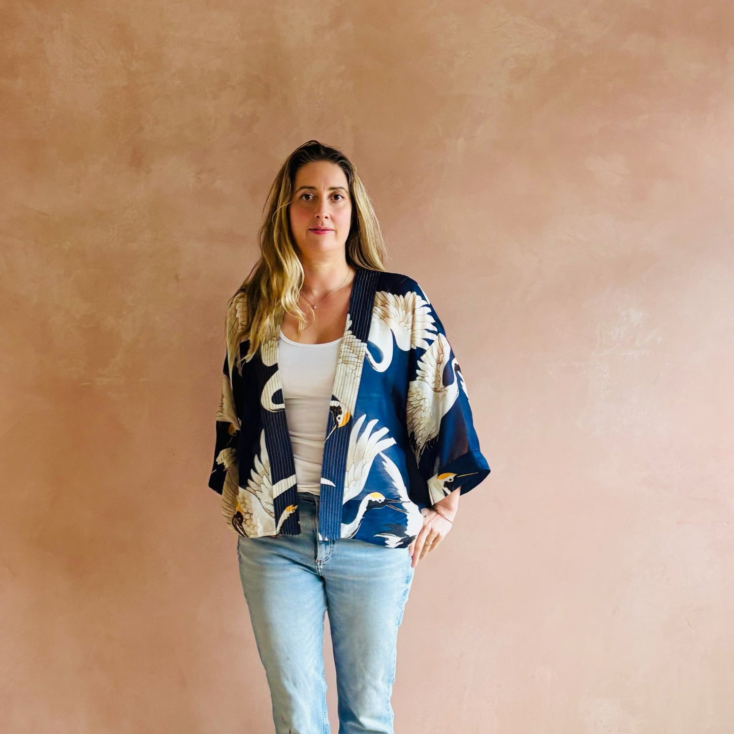 Navy Stork Kimono Jacket