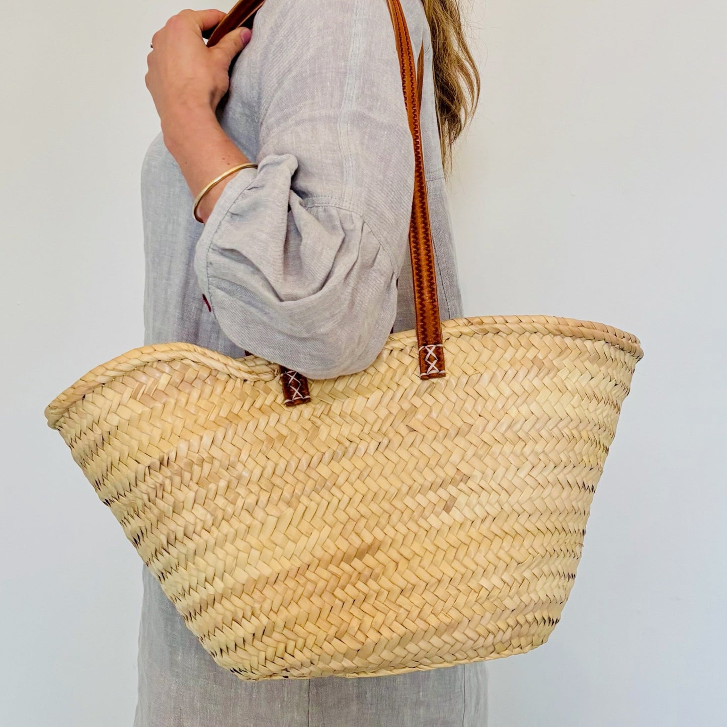 Basique French Market Basket with Long Handle