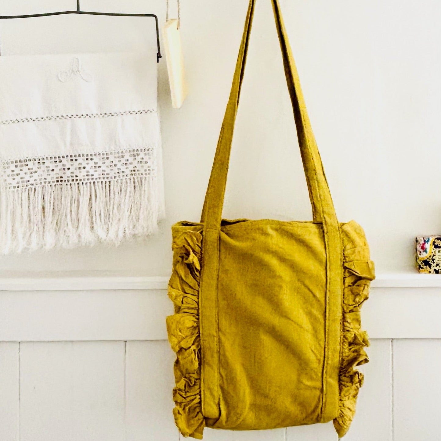 Bag Lady Linen Tote with Fabulous Frills