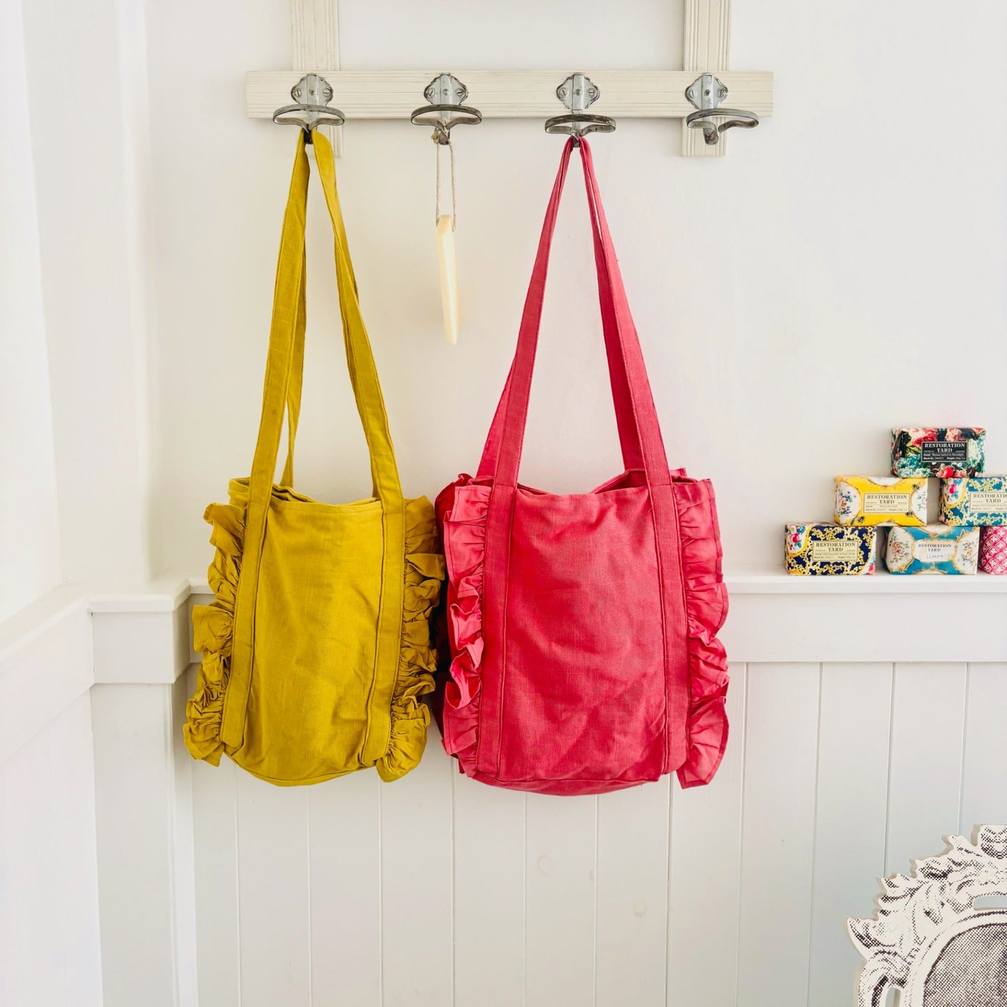 Bag Lady Linen Tote with Fabulous Frills