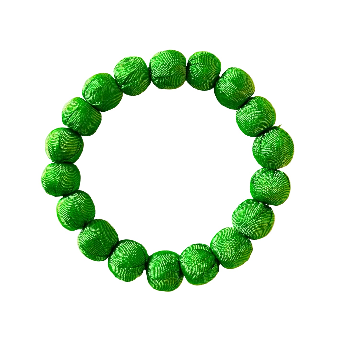 Silk Covered Wooden Beads Bracelet Emerald