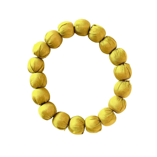 Yellow Silk Wooden Bead Bracelet Fairtrade 