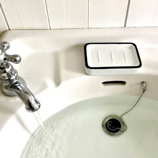 White and Black Iron Soap Dish