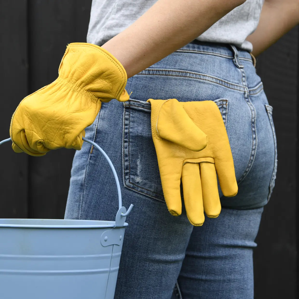 Leather Garden Gloves in Yellow
