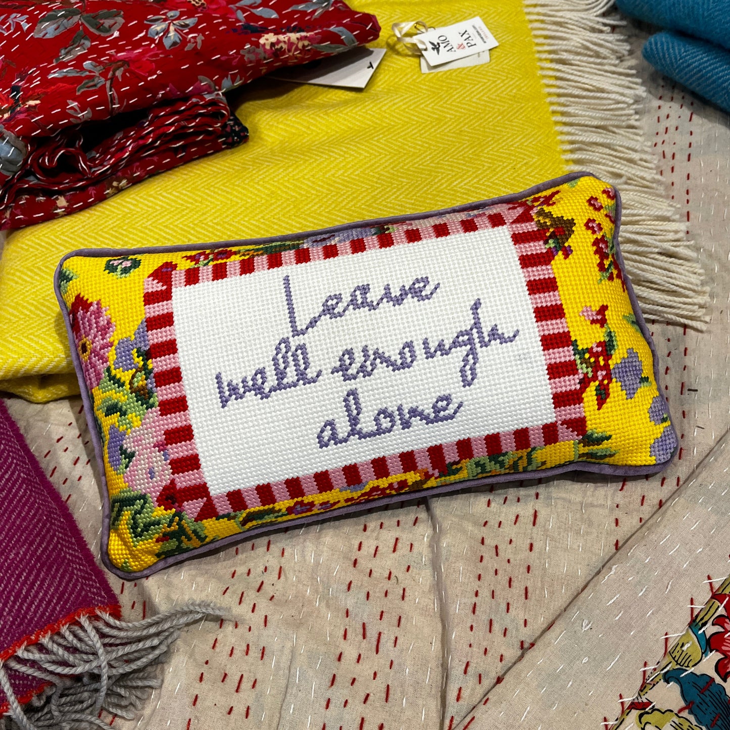 Needlepoint Slogan Cushions