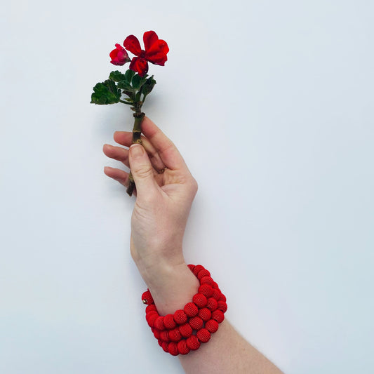 Springwire Woven Ball Bracelet RED