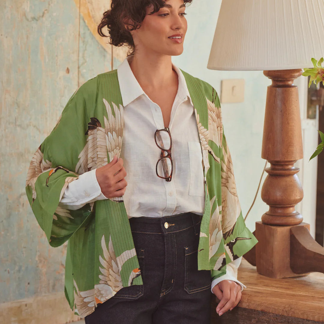 Stork Kimono Pea Green