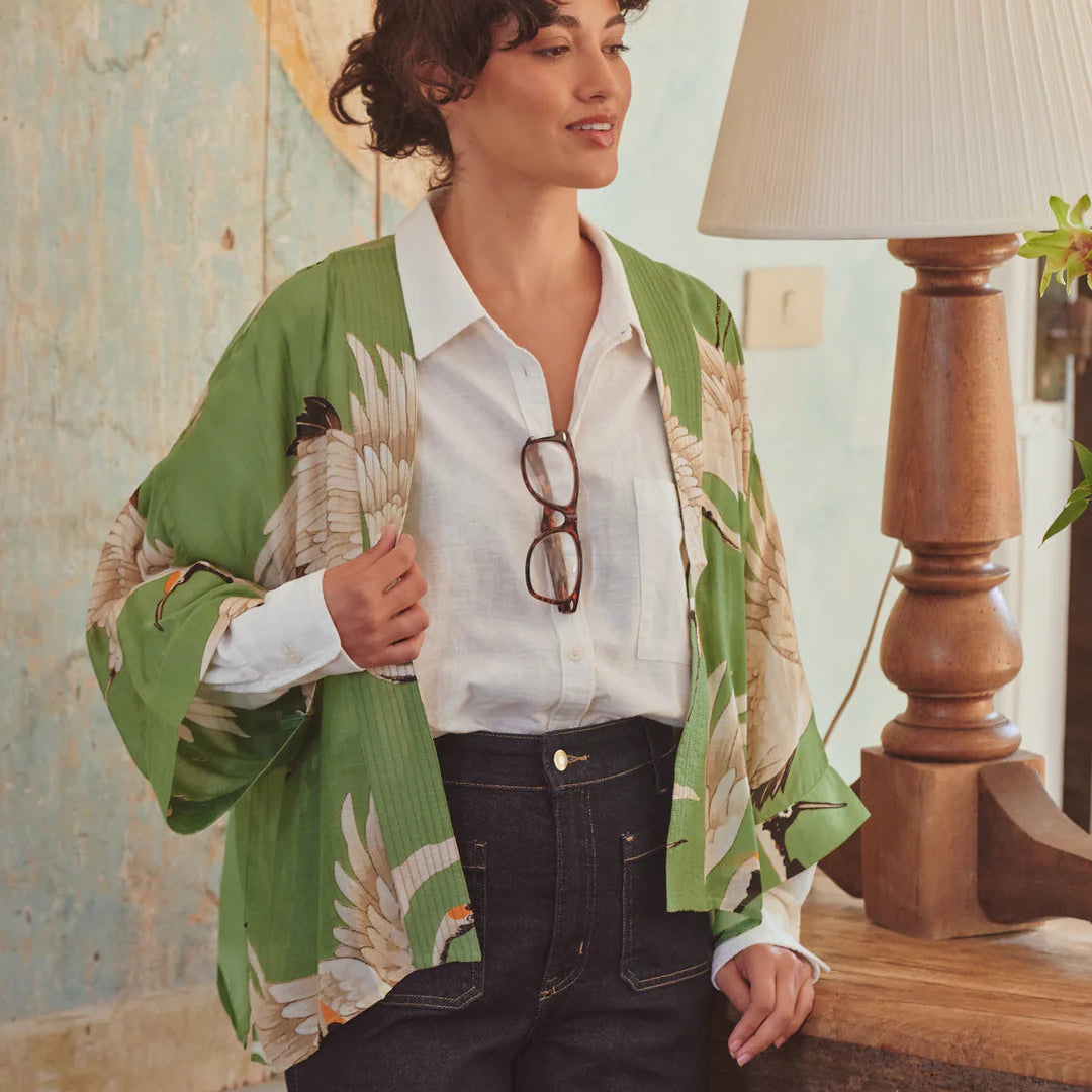 Stork Kimono Pea Green