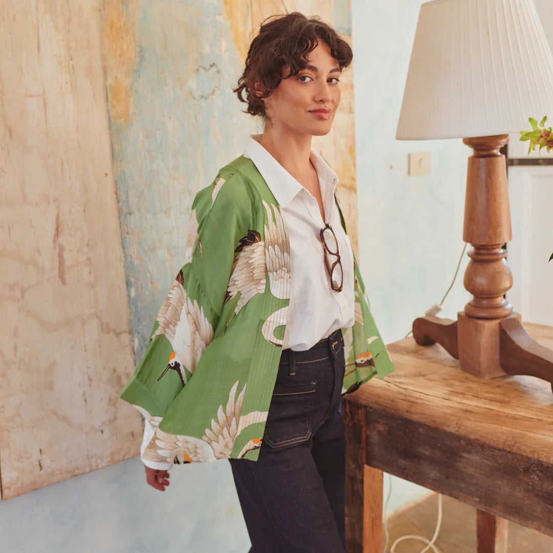 Stork Kimono Pea Green