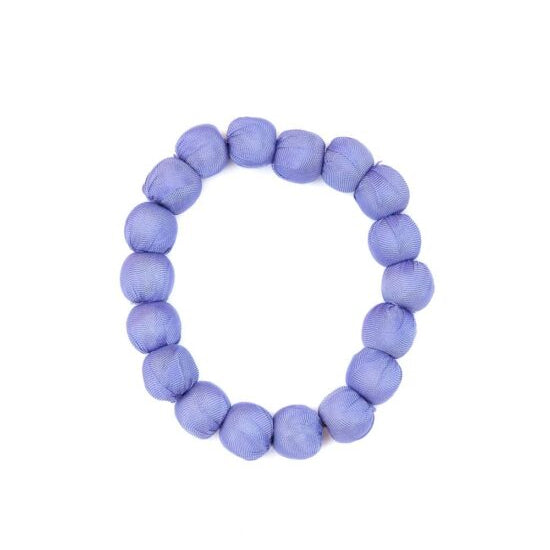 Silk Covered Wooden Beads Bracelet Lilac